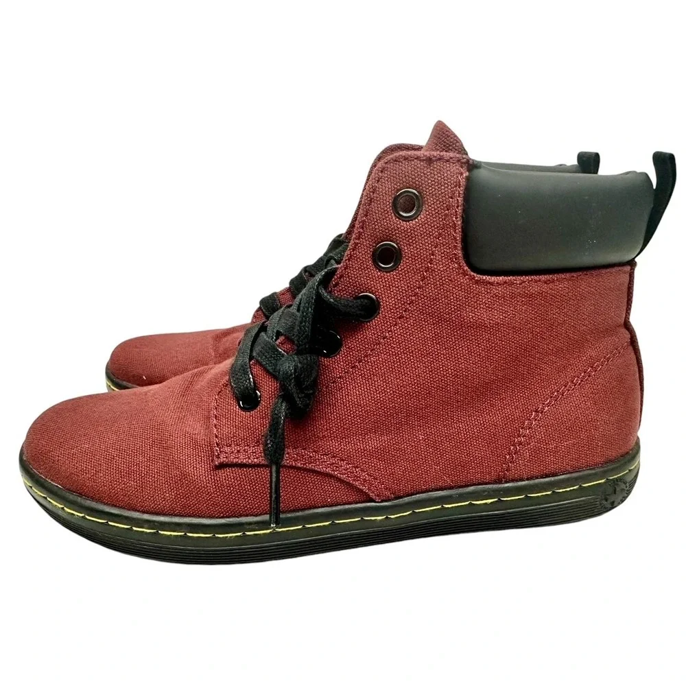 Dr. Martens Maelly Air Wair Shoes Chukka Boot 8 US Ladies RED Canvas JY004 SK09S